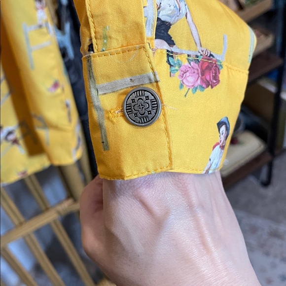 Lucky & Blessed Yellow button up western boho Graphic Shirt - Picture 7 of 10